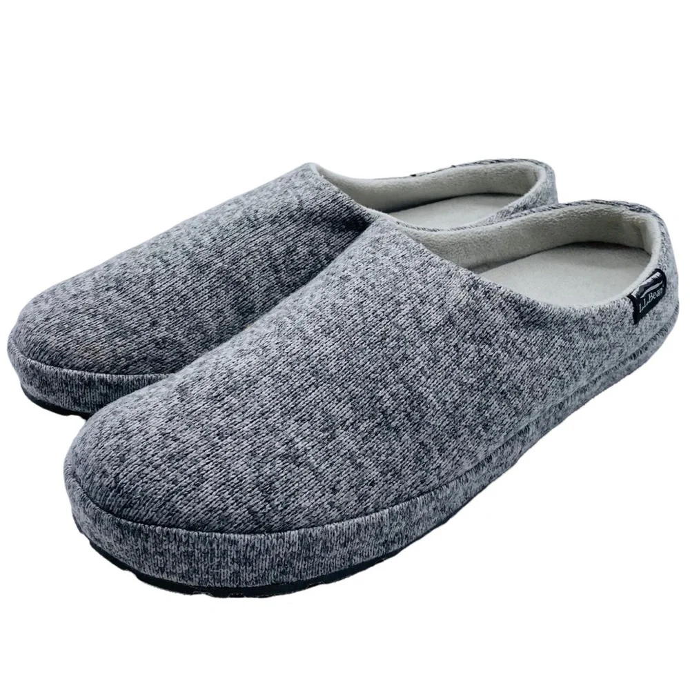 LL Bean Sweater Fleece Gray Slipper Size 10
